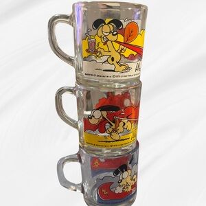 Vintage 1978 McDonald's Garfield Glass Mugs by Anchor Hocking